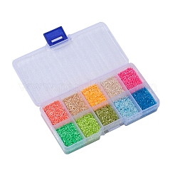 8000Pcs 10 Colors Fluorescent Color Glass Bugle Beads&nbsp;SEED-YW0001-32