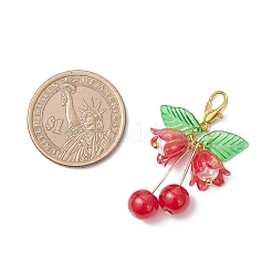 6個 6色の花のガラスとアクリルのペンダント装飾  合金製カニカン付き  ミックスカラー  41mm  1pc /カラー&nbsp;HJEW-JM04510