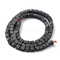天然溶岩岩ビーズ連売り  艶消し  キューブ  4.5~5x4.5~5x4.5~5mm  穴：1mm  約80個/連  15.75''（40センチメートル）&nbsp;G-H303-C03