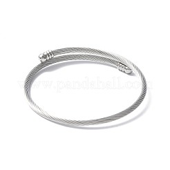 Tarnish Resistant 304 Stainless Steel Open Cuff Bangle with Oval Beaded&nbsp;BJEW-C031-01P