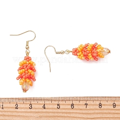 304 Stainless Steel Glass Seed Beads Tree Dangle Earrings&nbsp;EJEW-MZ00738
