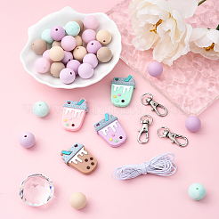 DIY Bubble Tea & Round Silicone Keychain Making Kits&nbsp;DIY-YW0011-19
