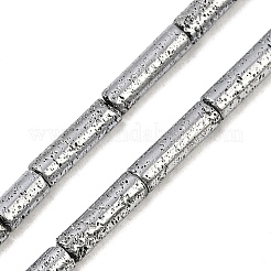 電気メッキされた天然溶岩岩ビーズ連売り  コラム  プラチナメッキ  13x4mm  穴：1mm  約31個/連  15.35''~15.75''（39センチメートル）&nbsp;G-K388-03B-03
