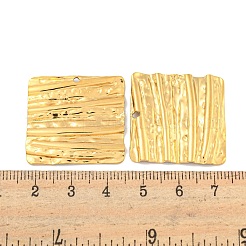イオンプレーティング（IP）304ステンレスペンダント  スクエアチャーム  テクスチャ  18KGP本金メッキ  27x28x3mm  穴：2mm&nbsp;STAS-P365-21G