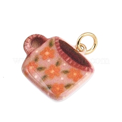 真鍮製エナメルペンダント  ライトゴールド  カップ  18x21x4mm  丸カン：6x1ミリ  4mm内径&nbsp;ENAM-I087-03D