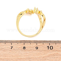女性用真鍮製クリアキュービックジルコニアホースアイカフリング  ラックめっき  カドミウムフリー＆鉛フリー  長持ちメッキ  18KGP本金メッキ  内径：19mm&nbsp;RJEW-U047-31G