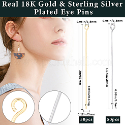 100Pcs 2 Colors Brass Eye Pins&nbsp;KK-BBC0020-58