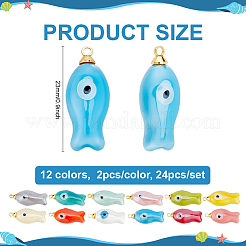 24Pcs 12 Colors Fish-Shaped Evil Eye Porcelain Pendants&nbsp;PALLOY-PH01867