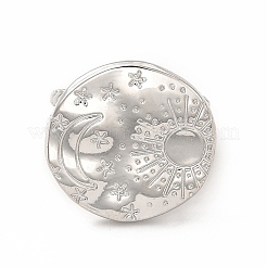 Non-Tarnish 304 Stainless Steel Sun & Moon Planet Open Cuff Ring for Women&nbsp;RJEW-B027-20P
