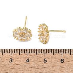 真鍮製スタンドピアス  ガラスと  花  18KGP本金メッキ  11.5mm&nbsp;EJEW-S249-01G