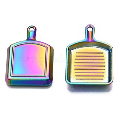 レインボーカラーアロイペンダント  カドミウムフリー＆ニッケルフリー＆鉛フリー  パン  35.5x24.5x4.5mm  穴：2.5mm&nbsp;PALLOY-N156-154-NR