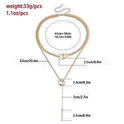 Alloy Double Ring and Stick Pendant Double Layer Y Necklaces for Women&nbsp;FS-WG21A7A-03