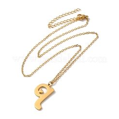 304ステンレススチールペンダントネックレス  文字L  文字Q  15.75インチ（40cm）  ペンダント：22.5x16x1.5mm&nbsp;NJEW-H036-02G-Q