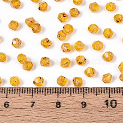 ピカソ ベーキングペイント ガラスシードビーズ  双円錐形  ゴールデンロッド  4~4.5x3.5~4mm  穴：0.9~1.2mm  約6165個/ポンド&nbsp;SEED-N007-37K