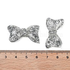 透明樹脂デコデンカボション  キラキラの蝶結び  銀  18.5x32x7.5mm&nbsp;CRES-M001-02A-03