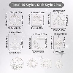 20個10スタイル201ステンレススチールペンダント  涙と目と蓮と星と蝉  ステンレス鋼色  27~44x21~34x1mm  穴：1.2~1.6mm  2個/スタイル&nbsp;STAS-SC0004-38