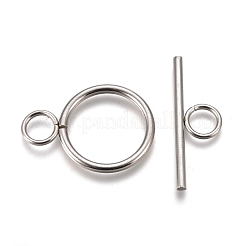 変色しない304ステンレススチールのトグル留め具  リング  ステンレス鋼色  リング：28x20x2mm  穴：5.5mm  バー：30x10x2mm  穴：5.5mm&nbsp;STAS-M277-05P