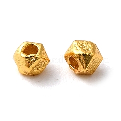 925スターリングシルバービーズ  多面カット  キューブ  マットゴールドカラー  2x2x2mm  穴：0.8mm&nbsp;STER-M113-05MG