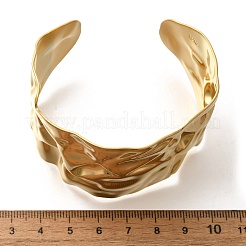 女性用テクスチャ加工304ステンレススチールカフバングル  18KGP本金メッキ  内径：2-1/4インチ（5.65cm）&nbsp;LS-STAS-Z108-09G-02