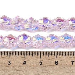電気メッキガラスビーズセット  スノーフレーク  ABカラーメッキ  多面カット  パールピンク  9x10x6mm  穴：0.9mm  約70個/連  24.41''（62センチメートル）&nbsp;EGLA-B011-01A-AB01