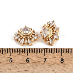 真鍮製マイクロパヴェキュービックジルコニアビーズ  花  18KGP本金メッキ  11.5x14.5x6mm  穴：1.5mm&nbsp;KK-C115-11G