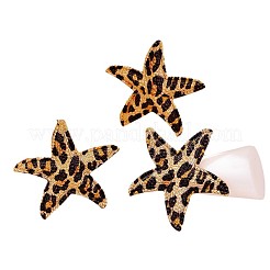 ヒョウ柄ヒトデ合金スタッドピアス＆リングセット（女性用）  ゴールドカラー  内径：18mm&nbsp;FS-WG183D9-01