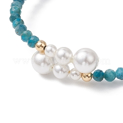 Natural Apatite Beaded Cuff Bangles&nbsp;BJEW-JB13326-01