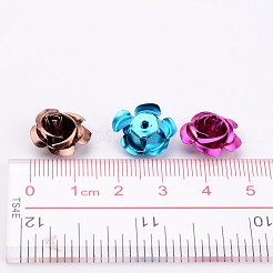 アルミ製ローズフラワー  小さな金属ビーズ  ミックスカラー  14x8~14mm  穴：1mm&nbsp;X-FALUM-AF15mm-M