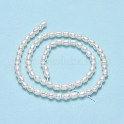 天然養殖淡水パールビーズ連売り  ライス  リネン  4~4.5x3~4mm  穴：0.5mm  約76~77個/連  14.17''（36センチメートル）&nbsp;PEAR-J006-08C-01