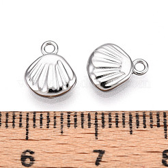 304ステンレススチールチャーム  シェルシェイプチャーム  変色防止  ステンレス鋼色  9x8x2mm  穴：1.2mm&nbsp;STAS-N109-137P