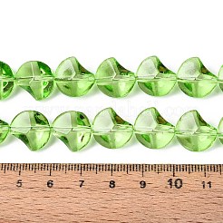 ベーキングペイント透明ガラスビーズ連売り  ナゲット  ライムグリーン  13.5x13.5x8.5~9mm  穴：0.8~0.9mm  約50個/連  26.38インチ（67cm）&nbsp;DGLA-N017-03G