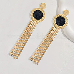 Iron Flat Round Tassel Stud Earrings&nbsp;FS-WG4A301-01