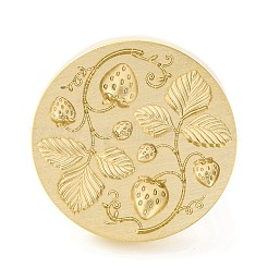 金色の丸いワックスシーリング真鍮スタンプヘッド  ワックスシーリングスタンプ用  イチゴシリーズ  苺  25x14mm  内径：7mm&nbsp;LS-AJEW-Z034-01G-06