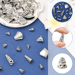100Pcs 10 Styles Tibetan Styles Alloy Bead Cone & Caps&nbsp;FIND-SP0020-73C