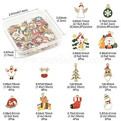 40 個のクリスマステーマ合金エナメルペンダント  カドミウムフリー＆鉛フリー  ライトゴールド  混合図形  14.5~25.5x10.5~26x1~2.5mm  穴：1.5~1.8mm&nbsp;ENAM-FS0004-19