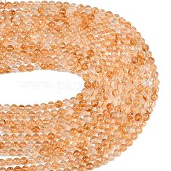 天然シトリン（加熱）ビーズ連売り  スムーズなラウンド  加熱  6.5~7mm  穴：1mm  約61~62個/連  15.35''（39センチメートル）&nbsp;G-L659-A01-6mm