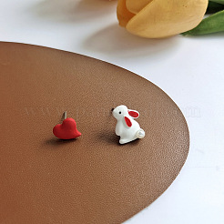 Rabbit with Heart Alloy Enamel Stud Earrings&nbsp;FS-WG4A98E-01