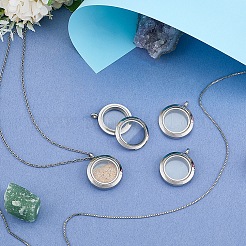 4Pcs 304 Stainless Steel Locket Pendants&nbsp;STAS-FG0001-09