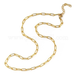 304ステンレススチールペーパークリップチェーンネックレス女性男性用  ゴールドカラー  17.91インチ（45.5cm）&nbsp;NJEW-G161-01G