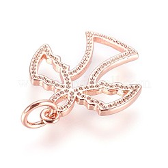 真鍮チャーム  丸カン付き  カドミウムフリー＆鉛フリー  天使  ローズゴールド  19x16x1.5mm  穴：3mm&nbsp;KK-G364-13RG