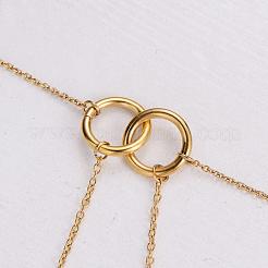 3Pcs Stainless Steel Double Ring Feather Tassel Y Necklaces for Women&nbsp;GZ5002