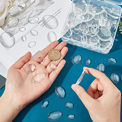 100Pcs 5 Style Transparent Oval Glass Cabochons&nbsp;GGLA-PH0001-32