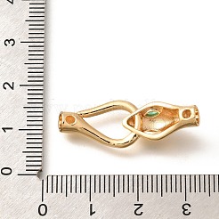 真鍮マイクロパヴェキュービックジルコニアフッククラスプ  カドミウムフリー＆ニッケルフリー＆鉛フリー  ヘビ  18KGP本金メッキ  30x10.5x7.5mm  穴：8x6.5mm&nbsp;KK-C085-07G