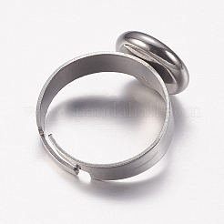 Tarnish Resistant Adjustable 201 Stainless Steel Finger Rings Components&nbsp;STAS-I097-038P