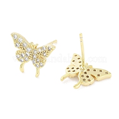 Brass Micro Pave Clear Cubic Zirconia Studs Earring for Women&nbsp;EJEW-S217-C06