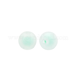 透明なアクリルビーズ  艶消し  二層ビーズ  ラウンド  淡いターコイズ  8x7.5mm  穴：2mm  約416個/100g&nbsp;LS-TACR-S135-001C