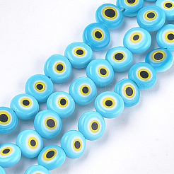 Handmade Evil Eye Lampwork Beads Strands&nbsp;X-LAMP-S191-02B-14