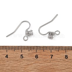 シェグレース 真鍮 パヴェ キュービックジルコニア イヤリング金具  耳ワイヤー  プラチナ  15x5mm  穴：2mm  ピン：0.8mm&nbsp;XGRQ4S911-739P