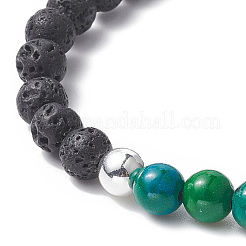 Natural & Synthetic Mixed Gemstone & Alloy Saint Benedict Medal Beaded Strech Bracelet for Women&nbsp;BJEW-JB09344