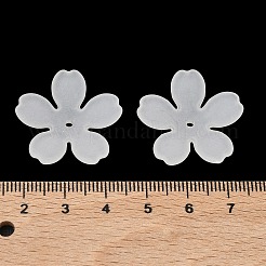 5枚の花びらのフロストアクリルビーズキャップ  花  ホワイト  25.5x26.5x5mm  穴：1.6mm  約574個/500g&nbsp;SACR-F016-01A